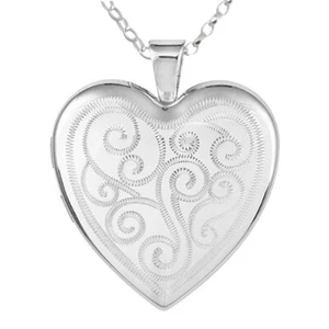 Sterling silver heart locket necklace on 18" silver chain in presentation box - Picture 1 of 5