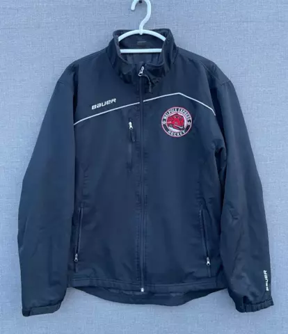 Bauer Walpole Express Hockey Jacket Medium Black Full Zip Massachusetts Cover