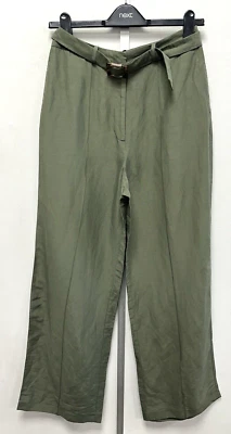 NEW! Phase Eight UK10 Eu38 US6 khaki viscose/linen wide leg Issy seamed trousers - Image 1 of 4