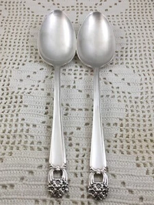 2 Rogers International ETERNALLY YOURS Silverplate Solid Serving Spoons 8 1/2" - Picture 1 of 8