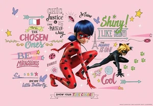 Milagroso Niña Papel Pintado Pared Mural Marinette Ladybug Azul Rosa Gato Noir - Imagen 1 de 18