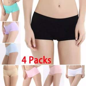 4PC Womens Cotton Boxer Shorts Ladies Boxers Briefs Knickers Underwear Seamless、 - Picture 1 of 25