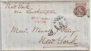 1865 LONDRA =46= NUMERO 6d PL 5 ROSSO 'INSUFFICIENTEMENTE PREPAGATO' & BANCONOTE USA VALUTA - Foto 1 di 4