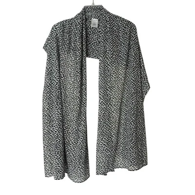 Lands' End Black and White Animal Print Semi-Sheer Sarong Scarf 72" x 44" - Image 1 of 4