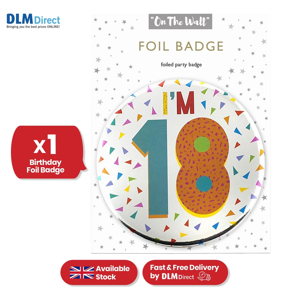 Insignia de cumpleaños 18 plateada 8,5 cm de edad insignia de cumpleaños para fiestas celebraciones Foto 1 de 4