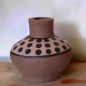 Terrakotta Ton Vase oder Kerzenhalter erdig böhmisch Wüste Stamm modern - Bild 1 von 9