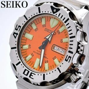 Orologio Uomo Seiko Diver 200m Automatico Arancione Monster Modello 7S260350 - Foto 1 di 9