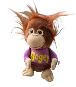 Vintage Hasbro Softies lila Bogey Orang-Utan Plüsch Shirt Geschichten Affe 1981 mit Etikett - Bild 1 von 9