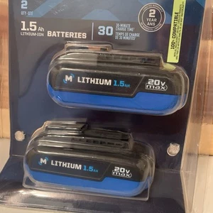 Mastercraft 20V Max Lithium-Ion 1.5Ah Battery Pack with LED Fuel Gauge 2-pk NEW! - Foto 1 di 3