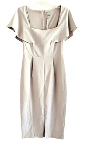 Vestido de graduación manga corta cuello cuadrado mangas acampanadas para mujer talla 2 beige de Asos - Imagen 1 de 13