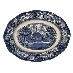 Liberty Blue Governors House Staffordshire Ironstone Serving Platter 12 In Vtg - Picture 1 of 9