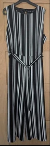 F&F Black & White Stripe Wide Leg Jumpsuit Size 10 - Picture 1 of 1