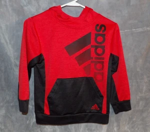 Boys Adidas Regular Fit Pullover Hoodie 7 Red / Black Sweatshirt Logo - 1082 - Picture 1 of 2