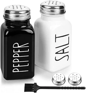 2 Pack Salt and Pepper Shakers Set, Glass Shaker with Stainless Steel Lid, Moder - Picture 1 of 6