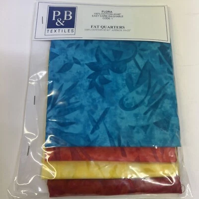 P&B Textiles Yardage 4 Fat Quarters  19 x 22" FLORA Multi Colored Tone On Tone - Image 1 of 4