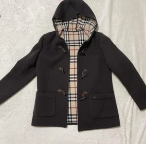 Burberry Duffelcoat schwarz Nova Check Futter Damen Gr. S aus Japan gebraucht - Bild 1 von 3