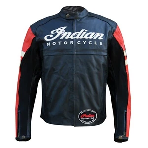 Custom Made Motorcycle INDIAN Leather Jacket - Men's BLACK & RED, All Size - Picture 1 of 6