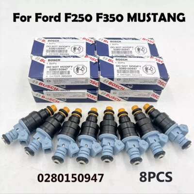 8X Bosch 0280150947 25LB Fuel Injectors For 1991-97 Ford F250 F350 MUSTANG 7.5L Foto 1 de 4