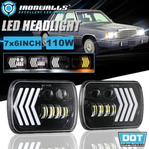 Faros LED 7x6" Hi/Lo DRL señal de giro dinámica para Plymouth Reliant 1981-1989 - Imagen 1 de 12