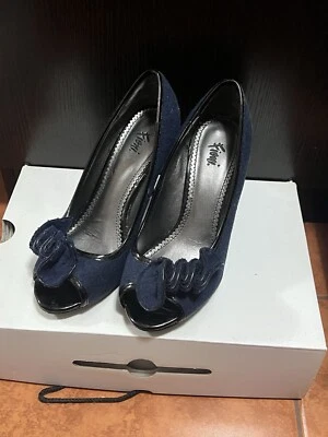 Zapatos Fioni azul imitación gamuza tacón abierto Foto 1 de 4