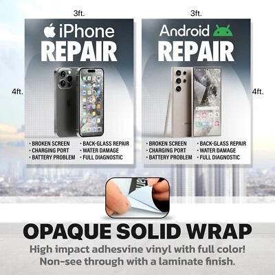 iPhone Android Smartphone Repair Window Wrap Sign Banner Apple Samsung Graphics - Image 1 of 4
