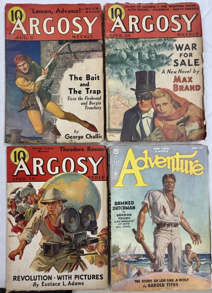 Lot 4 Pulp Magazines ARGOSY ADVENTURE DETECTIVE SHORT STORIES - Image 1 of 4
