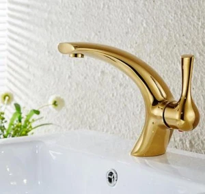 Grifo mezclador de caño frío caliente montaje en cubierta de latón lavabo lavabo de baño una manija - Imagen 1 de 5