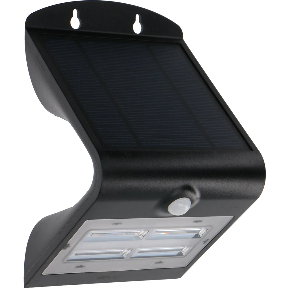Solar LED-Strahler Fluter Flutlicht schwarz Bewegungsmelder 3,2W warmweiß IP65 - Bild 1 von 4