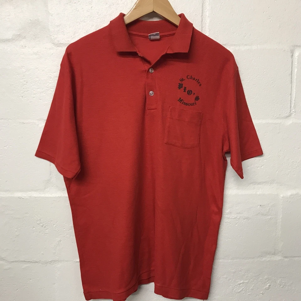 Camisa polo Hartwell vintage Pio's restaurante italiano St Charles MO masculina tamanho XL - Imagem 1 de 4