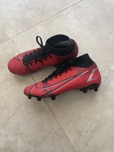 Nike Mercurial Soccer Cleats Custom Red Black Silver Size US. 5.5 - Picture 1 of 8