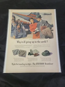 Anuncio impreso original Stetson Stratoliner Travel in Style años 40 - Imagen 1 de 2