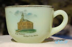 Antique DODGE CITY KANSAS souvenir CUSTARD glass cup w/pic of High School