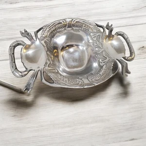 Silver Aluminum Crab Serving Tray/Bowl Divided Dish 14" Beach Seafood Preppy - Picture 1 of 10