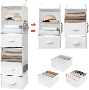 2x3 Estantes Colgantes de Tela con 2 Cajones + Calcetines Armario Organizador Almacenamiento Blanco - Imagen 1 de 22