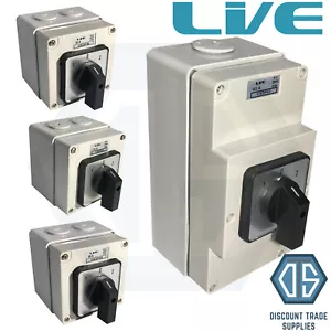 Live IP66 Enclosed Changeover Switch 20 25 32 63 Amp 3 Pole Surface Mounted - Picture 1 of 6