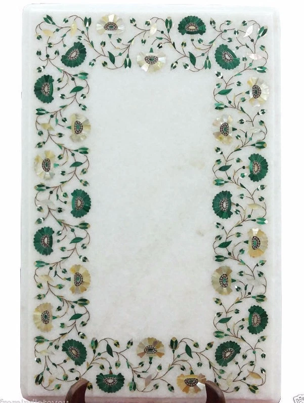 20" x 12" Marble Corner Table Top Semi Precious Stones Inlay Home Decor - Image 1 of 1