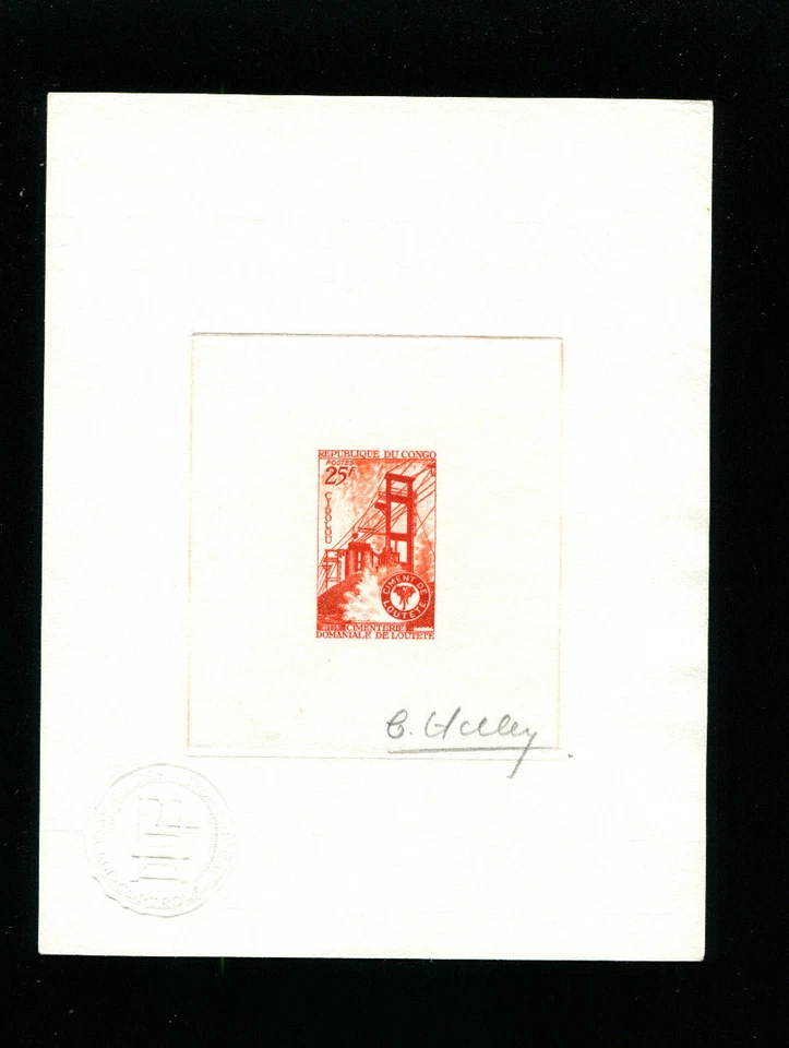 Congo 1969 Industry Elephant Scott195 Signed Sunken Die ArtistProof in RedOrange - Image 1 of 1