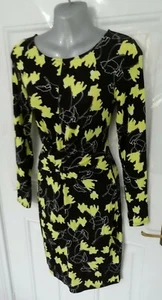 SAMSOE & SAMSOE Size S Black Yellow Lidia Dress Soft Stretchy Wrap Effect NEW - Picture 1 of 10
