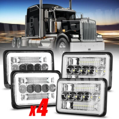 Faróis de LED 4x6"" Hi/Lo/DRL para Kenworth T800 W900 Peterbilt 357 379 378 - Imagem 1 de 4