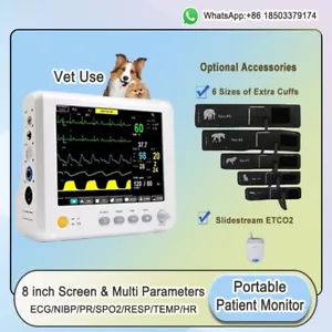 Monitor de signos vitales portátil multiparámetro ECG/NIBP/PR/SPO2/RESP/TEMP uso veterinario - Imagen 1 de 10