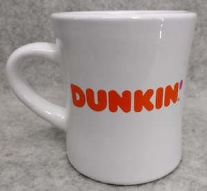 DUNKIN DONUTS PROMO COFFEE CUP MUG Thick Heavy Ceramic White Orange Logo