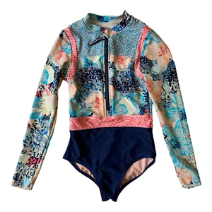 ATHLETA GIRLS Size XS SWIM Suit Paradise Splash 1-Piece UV Protective Rash Guard - Picture 1 of 13
