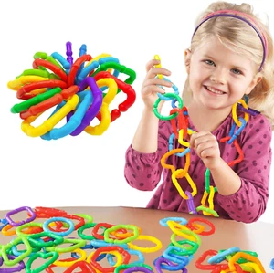 Baby Links Rings - 35 Geometric Linking Chains for Infants & Toddlers - Safe Tee - Picture 1 of 12