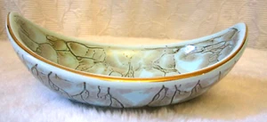 VINTAGE DELFT TURQUOISE GOLD MARBLED  SOAP DISH/BOWL HOLLYWOOD REGENCY  - Picture 1 of 11