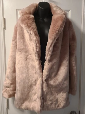 Abrigo de piel sintética rosa GB - GRANDE - cierre de broche frontal - forrado usado en excelente estado  Foto 1 de 4