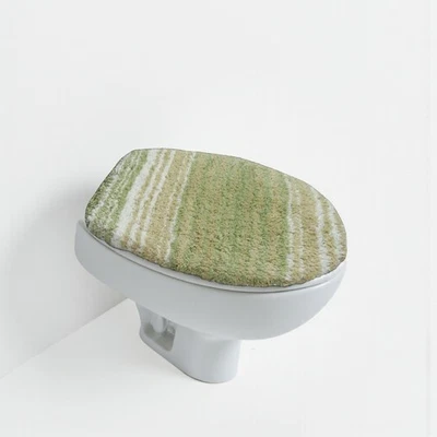 Toilet Lid Cover - 100% Cotton Sage Green Striped - Machine Washable - 18"x18" - Image 1 of 4