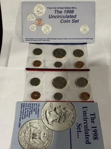1998 P and D United States Mint uncirculated set. With OGP+COA. 10-COIN SET. - Picture 1 of 22
