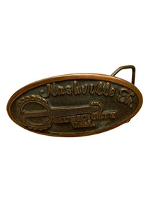 Vintage Nashville IN Belt Buckle Unisex Collectible Music City U.S.A. Banjo 1976 - Picture 1 of 7