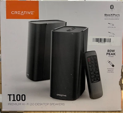 T100 2.0 Compact Hi-Fi Speakers, up to 80W Peak Power with Bluetooth 5.0, Opt... - Image 1 of 2
