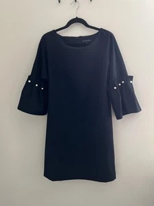 Banana Republic Dress Womens 8 Blue Flounce Sleeve Pearl Shift Elegant Classic - Picture 1 of 10